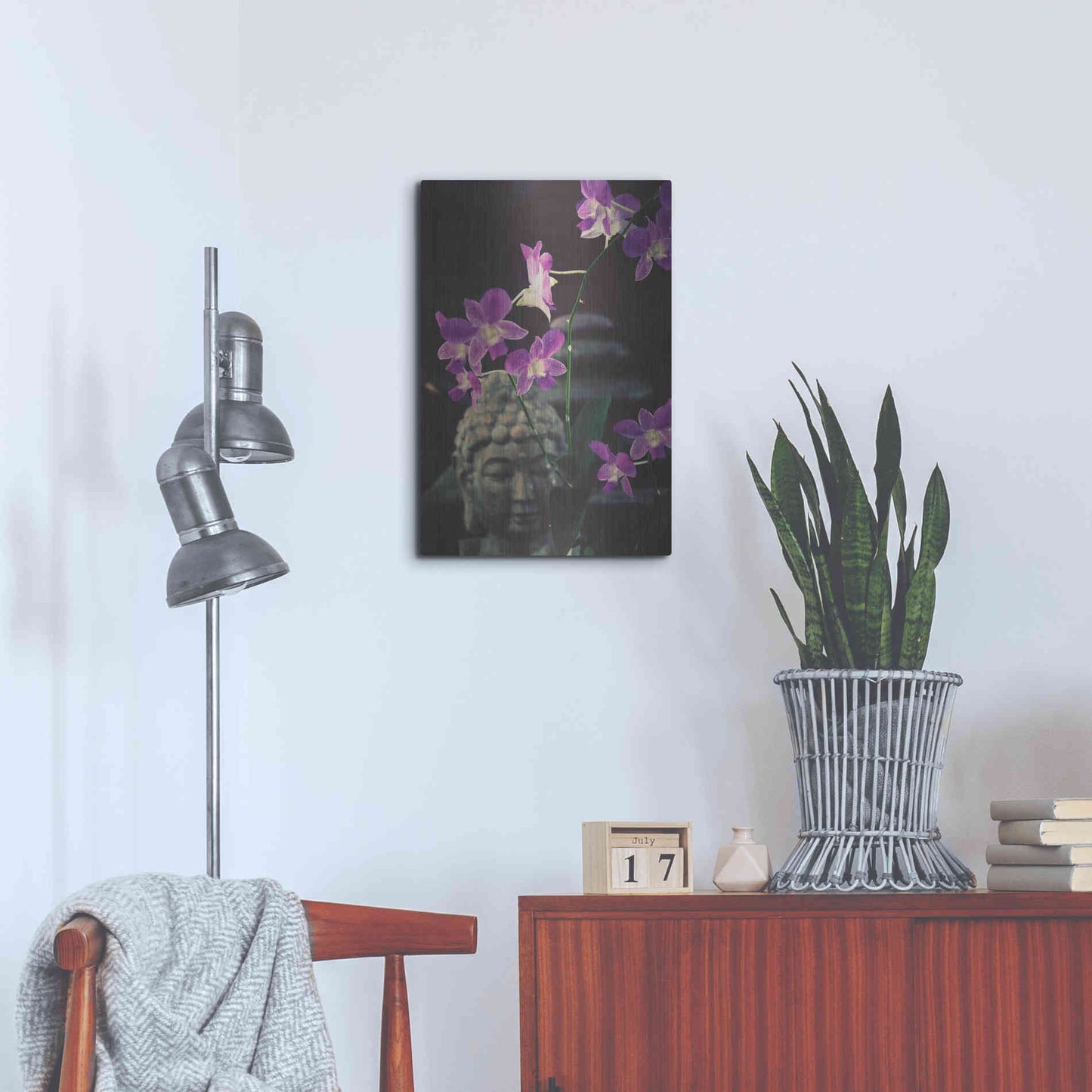 Luxe Metal Art 'Zen Purple Orchids' by Elena Ray, Metal Wall Art,16x24