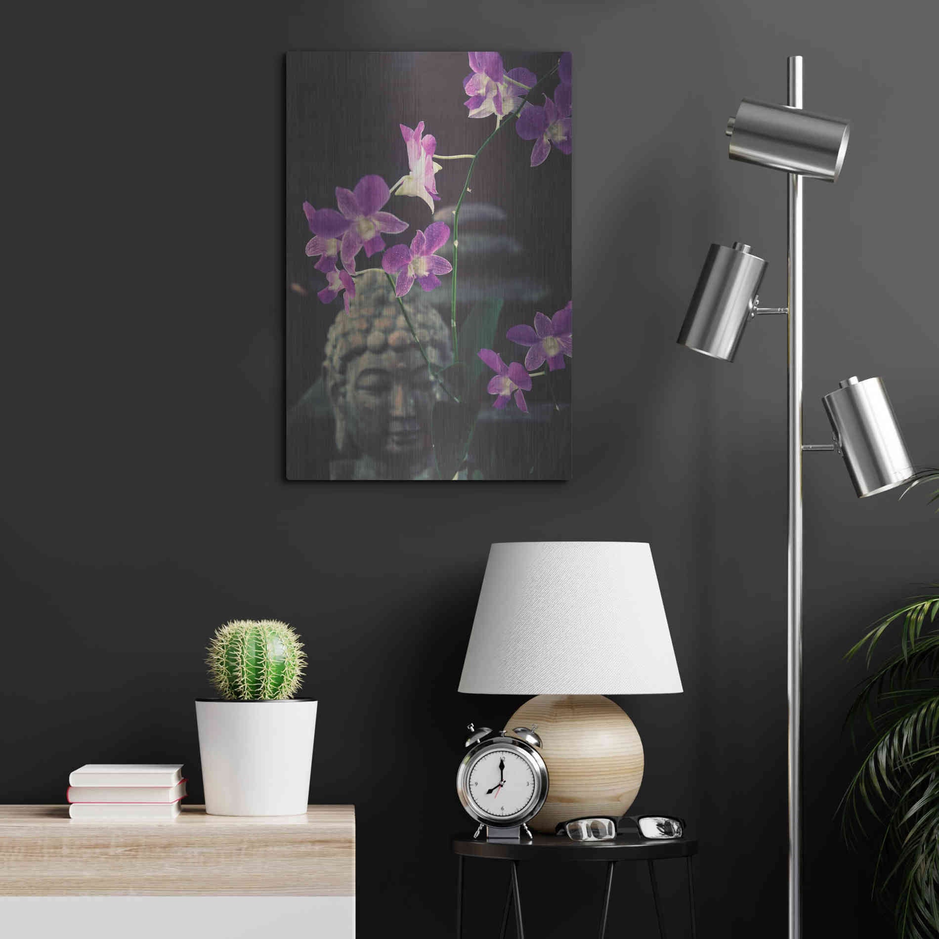 Luxe Metal Art 'Zen Purple Orchids' by Elena Ray, Metal Wall Art,16x24