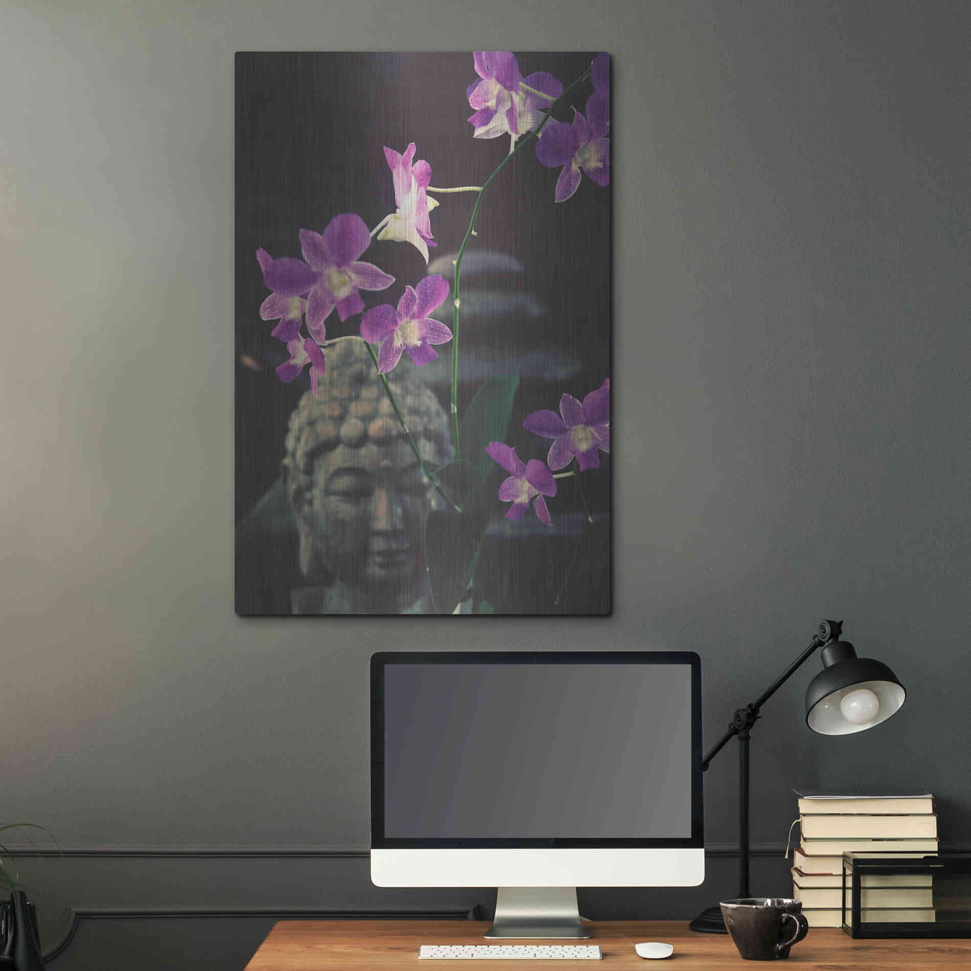 Luxe Metal Art 'Zen Purple Orchids' by Elena Ray, Metal Wall Art,24x36