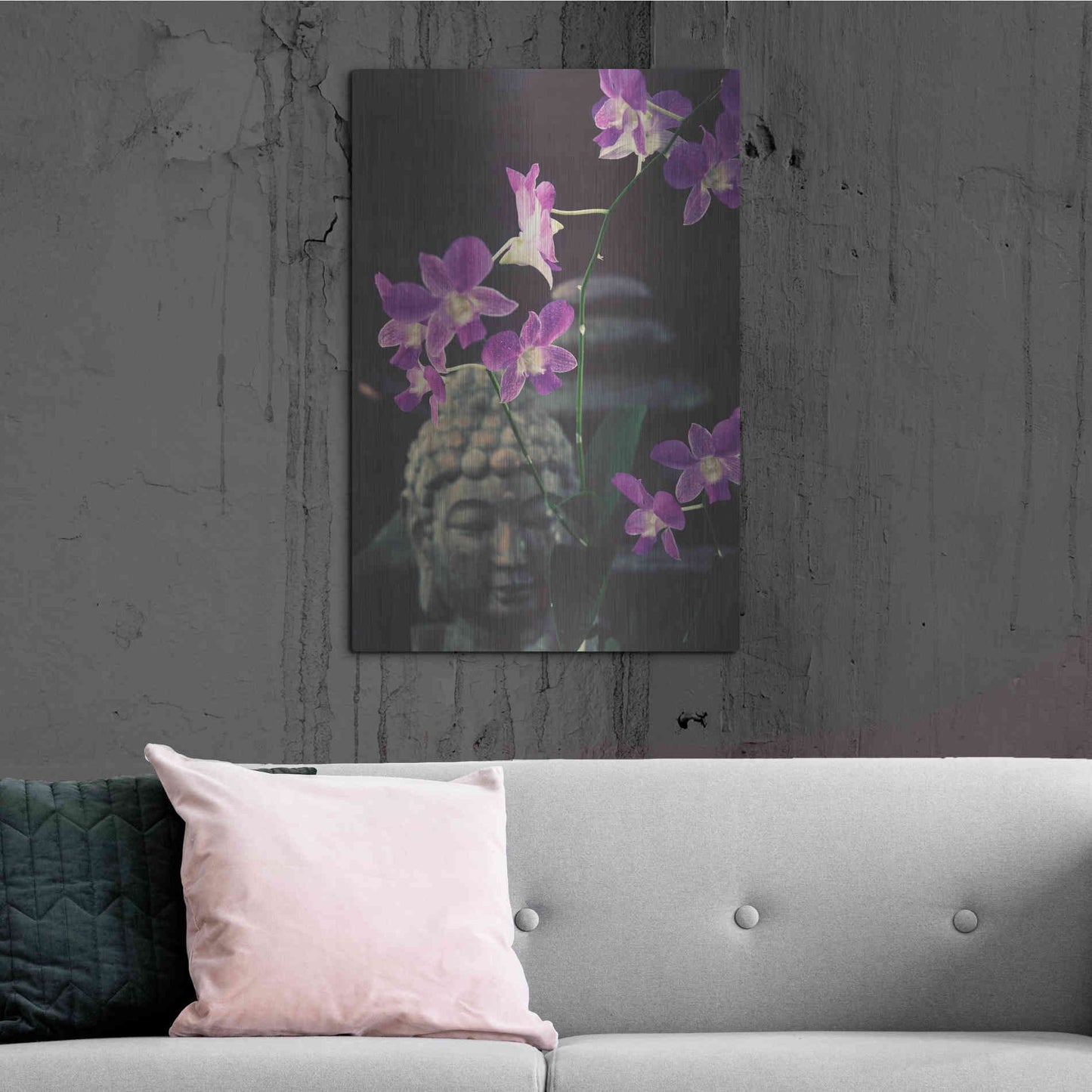 Luxe Metal Art 'Zen Purple Orchids' by Elena Ray, Metal Wall Art,24x36