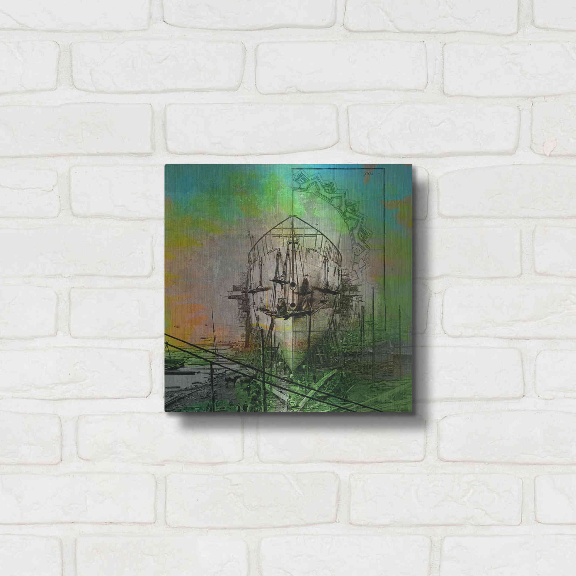 Luxe Metal Art 'Ship Builders' by Elena Ray, Metal Wall Art,12x12