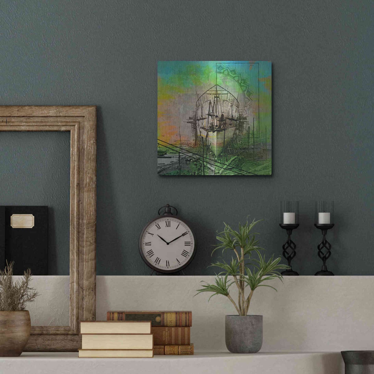 Luxe Metal Art 'Ship Builders' by Elena Ray, Metal Wall Art,12x12