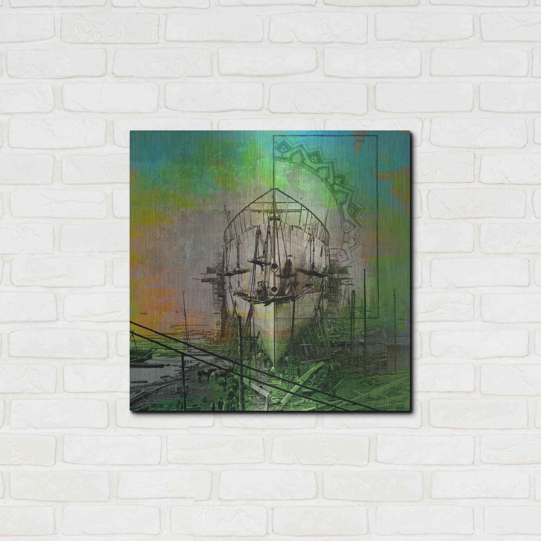 Luxe Metal Art 'Ship Builders' by Elena Ray, Metal Wall Art,24x24