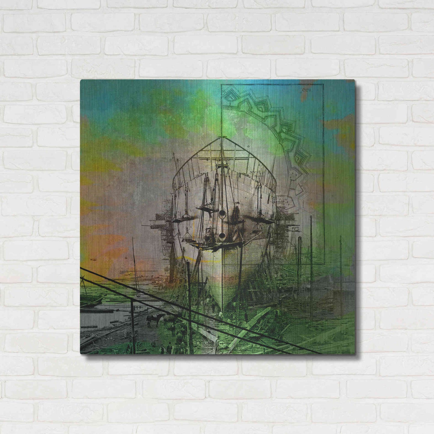 Luxe Metal Art 'Ship Builders' by Elena Ray, Metal Wall Art,36x36