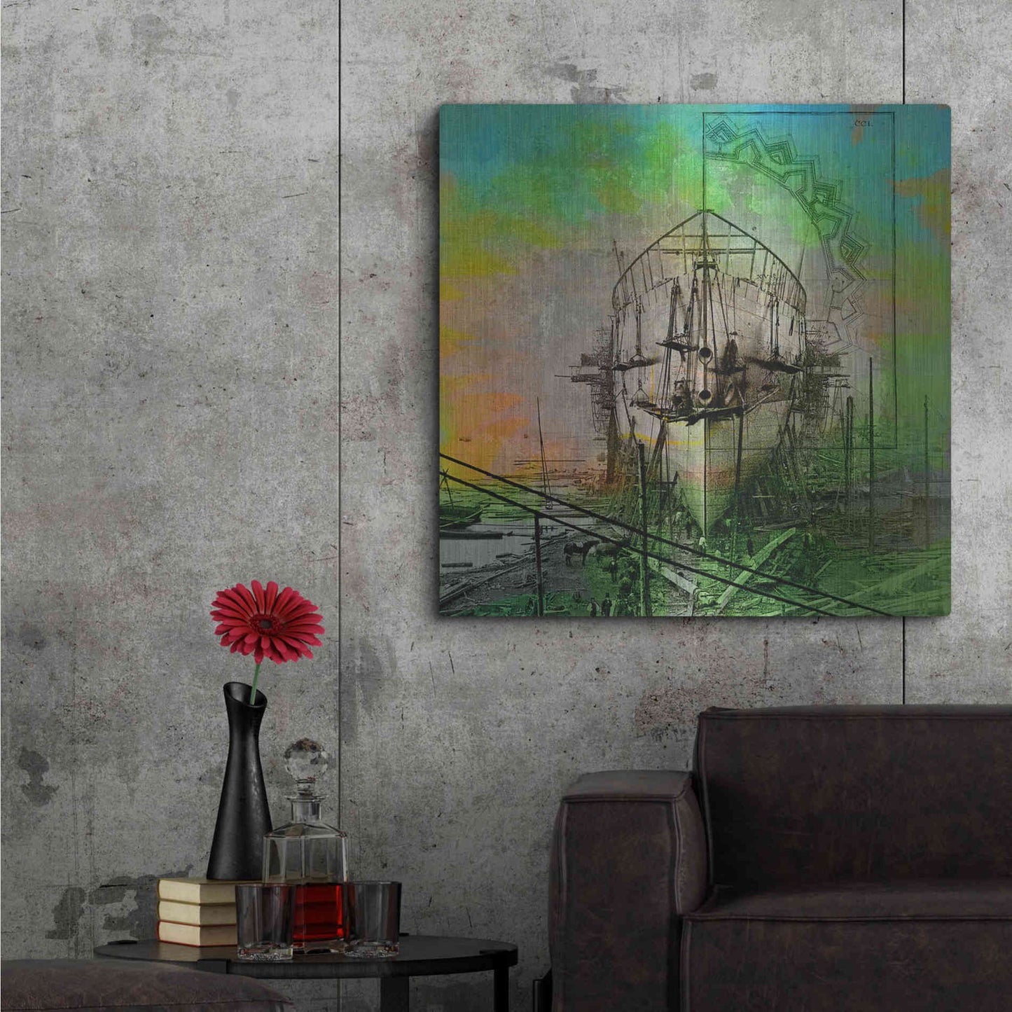 Luxe Metal Art 'Ship Builders' by Elena Ray, Metal Wall Art,36x36