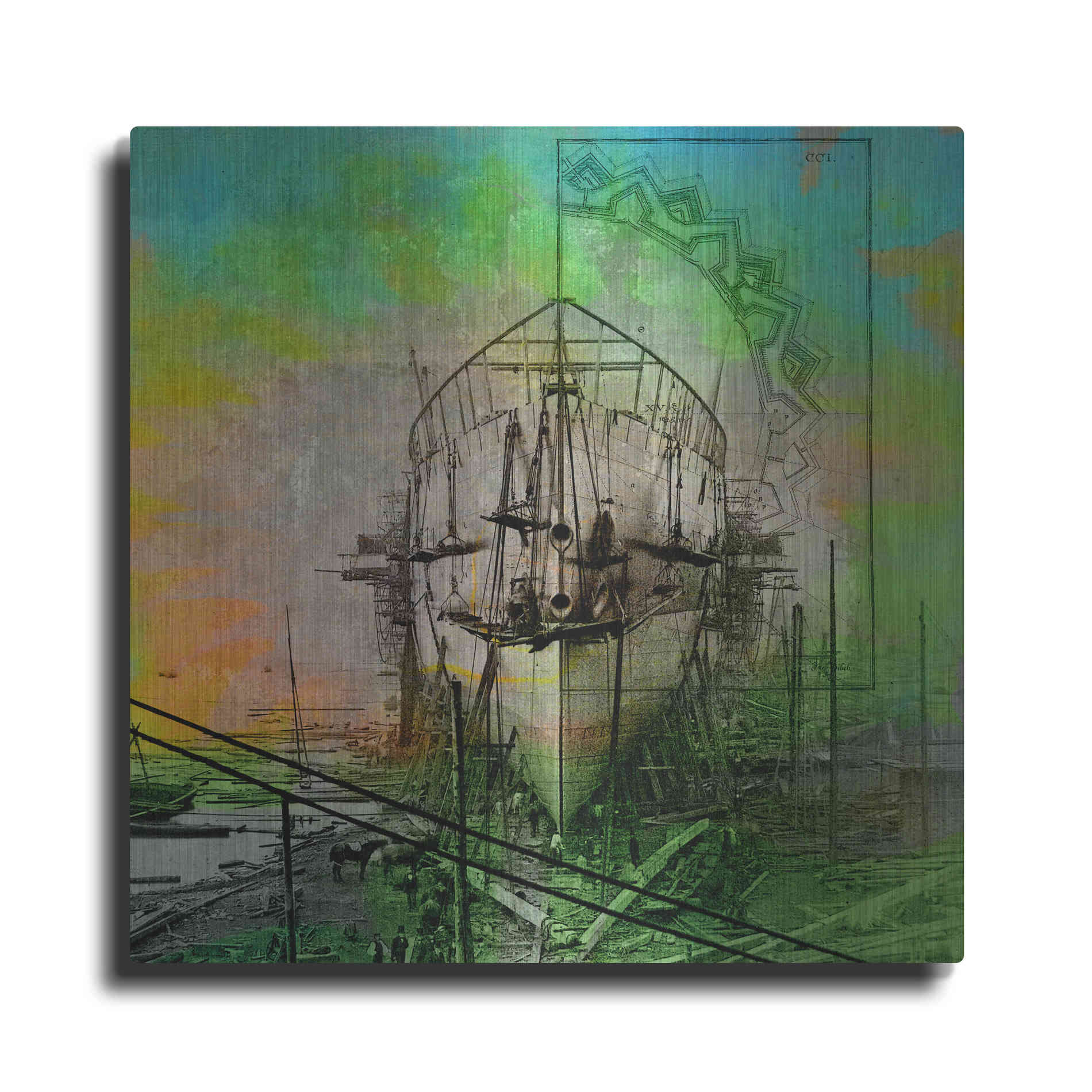 Luxe Metal Art 'Ship Builders' by Elena Ray, Metal Wall Art