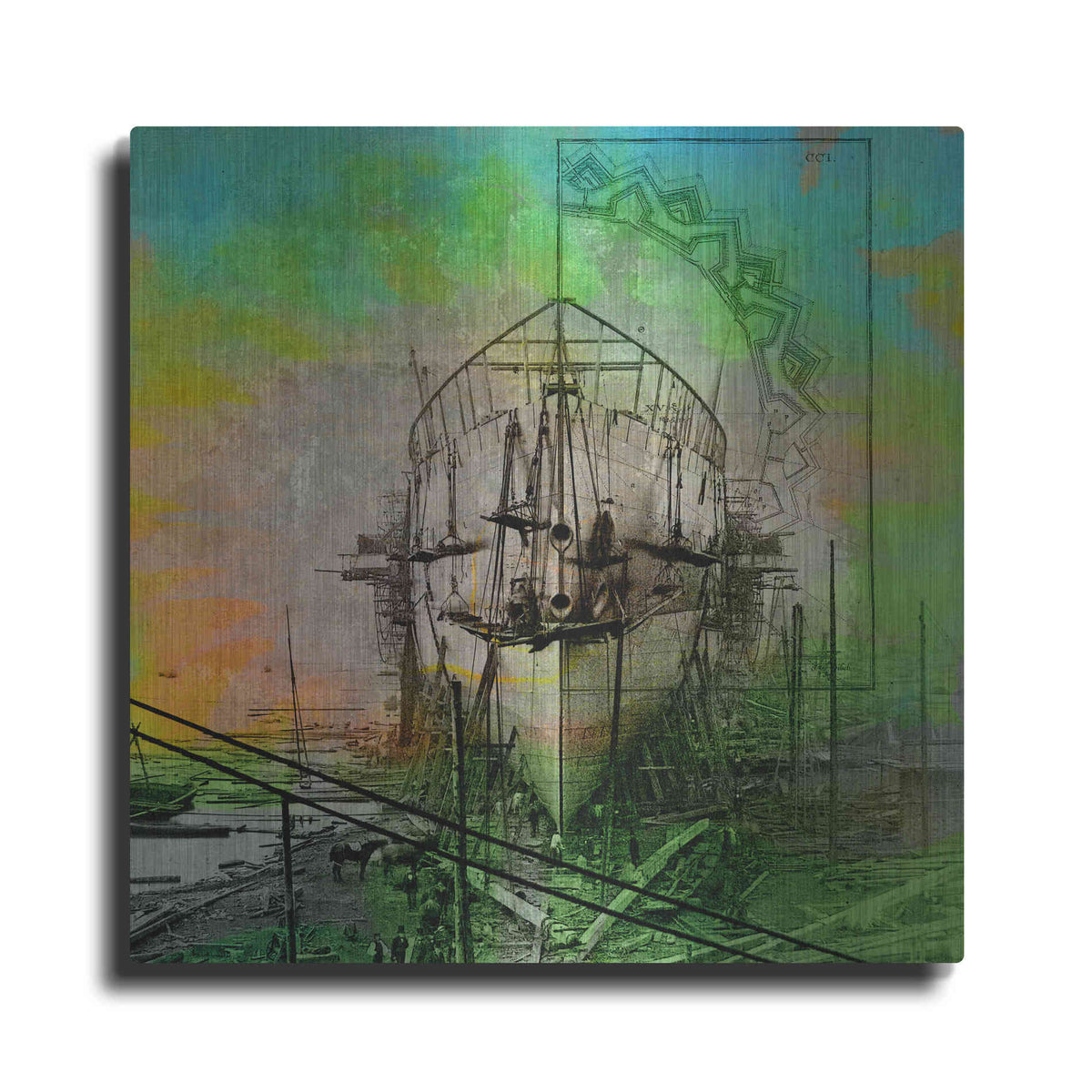 Luxe Metal Art 'Ship Builders' by Elena Ray, Metal Wall Art