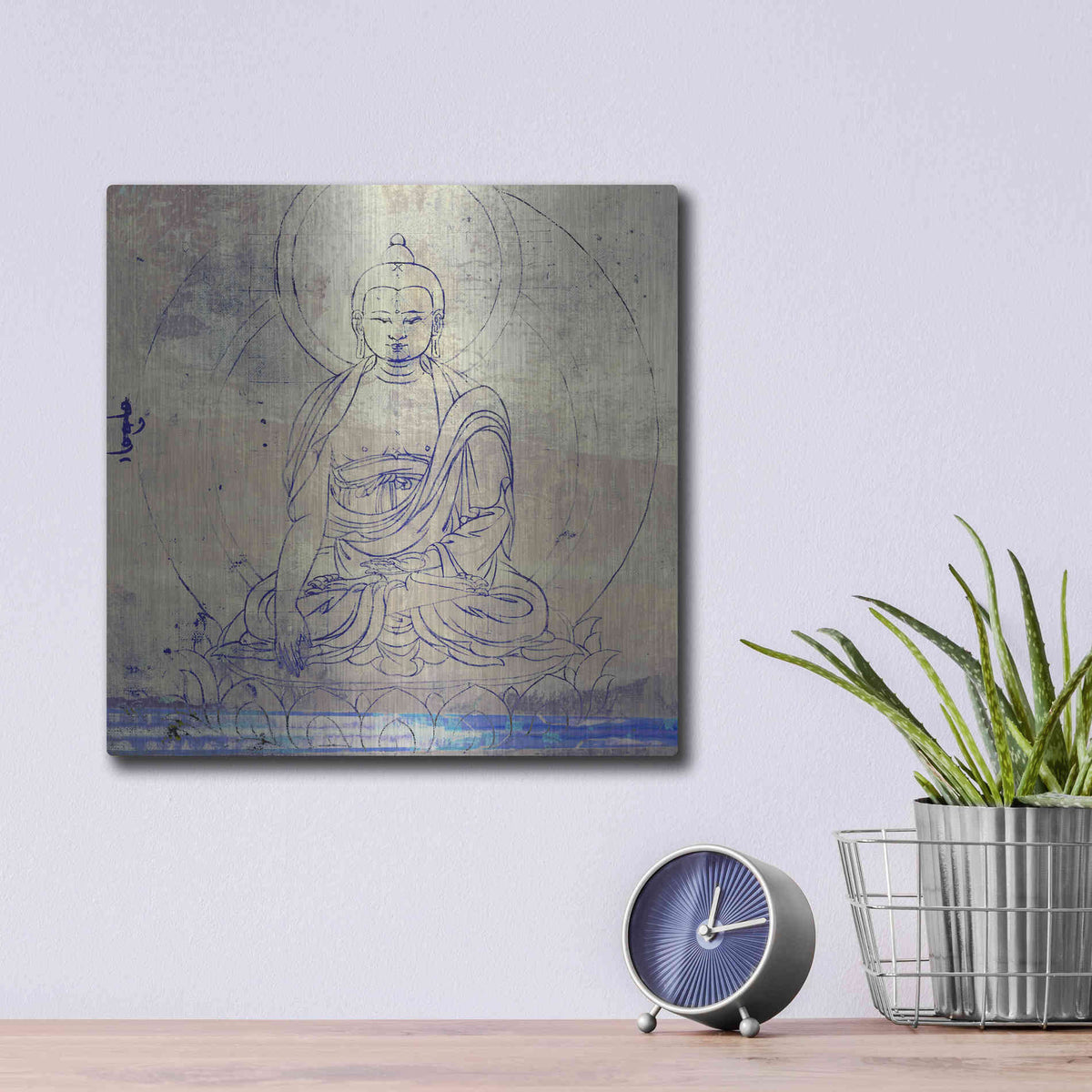 Luxe Metal Art 'Lotus Position' by Elena Ray, Metal Wall Art,12x12