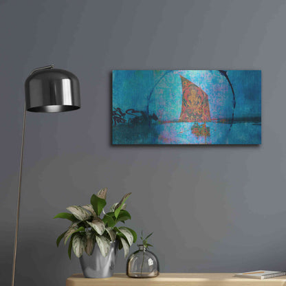 Luxe Metal Art 'Buddhist Sailboat' by Elena Ray, Metal Wall Art,24x12