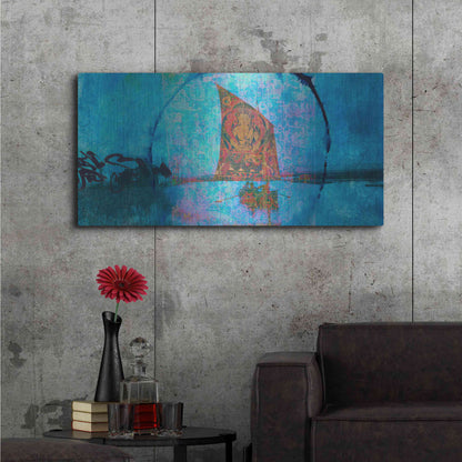Luxe Metal Art 'Buddhist Sailboat' by Elena Ray, Metal Wall Art,48x24