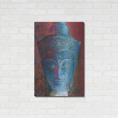 Luxe Metal Art 'Blue Buddha Head' by Elena Ray, Metal Wall Art,24x36