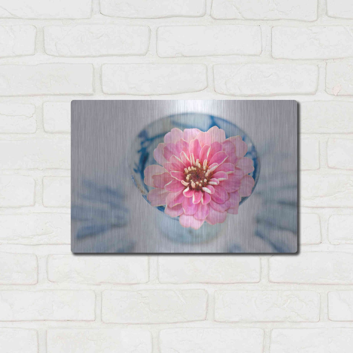 Luxe Metal Art 'Pink Flower in a sake Cup' by Elena Ray, Metal Wall Art,16x12