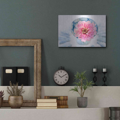 Luxe Metal Art 'Pink Flower in a sake Cup' by Elena Ray, Metal Wall Art,16x12