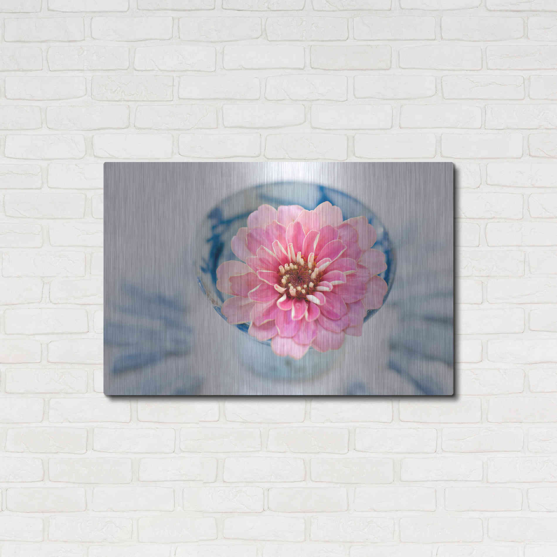 Luxe Metal Art 'Pink Flower in a sake Cup' by Elena Ray, Metal Wall Art,36x24