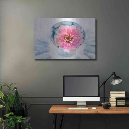 Luxe Metal Art 'Pink Flower in a sake Cup' by Elena Ray, Metal Wall Art,36x24