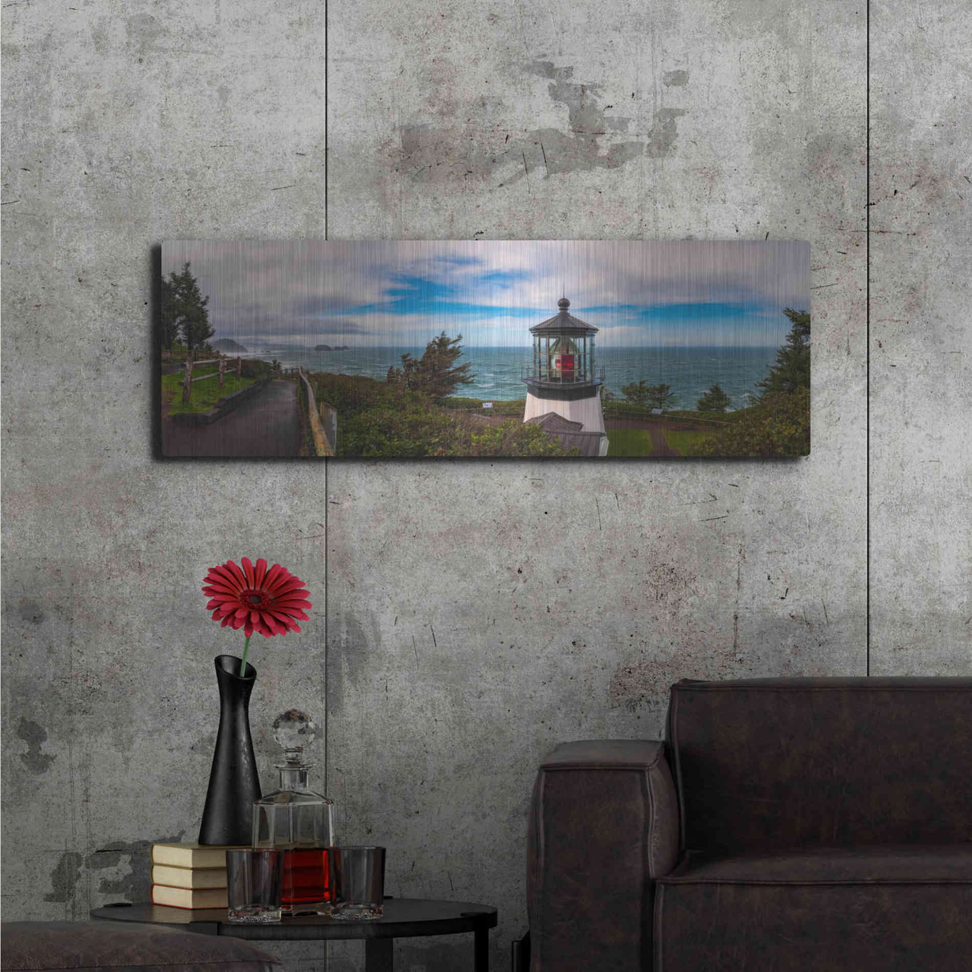 Luxe Metal Art 'Cape Meares Bright' by Darren White, Metal Wall Art,48x16