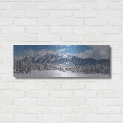 Luxe Metal Art 'Colorado Winter Wonderland' by Darren White, Metal Wall Art,36x12