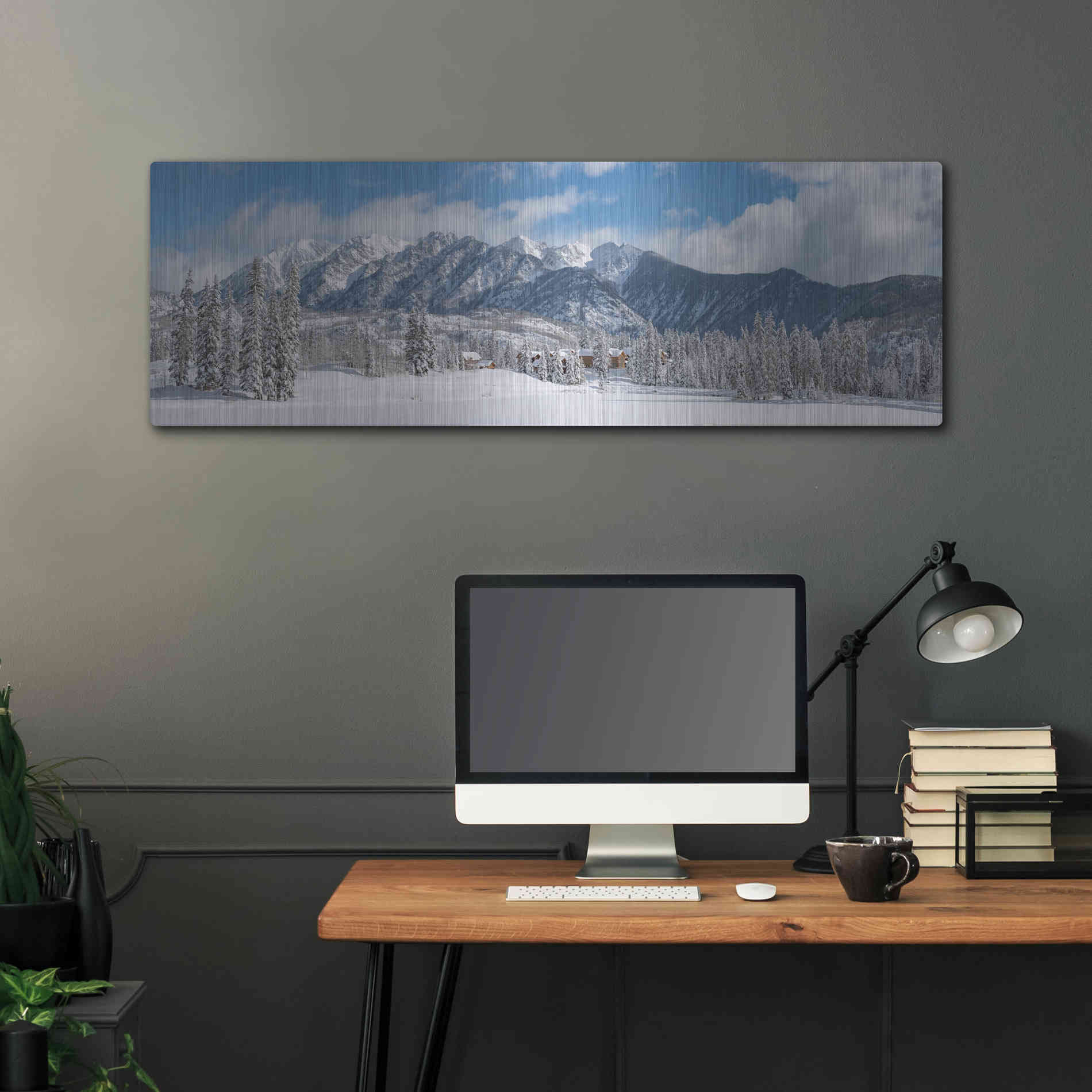 Luxe Metal Art 'Colorado Winter Wonderland' by Darren White, Metal Wall Art,48x16