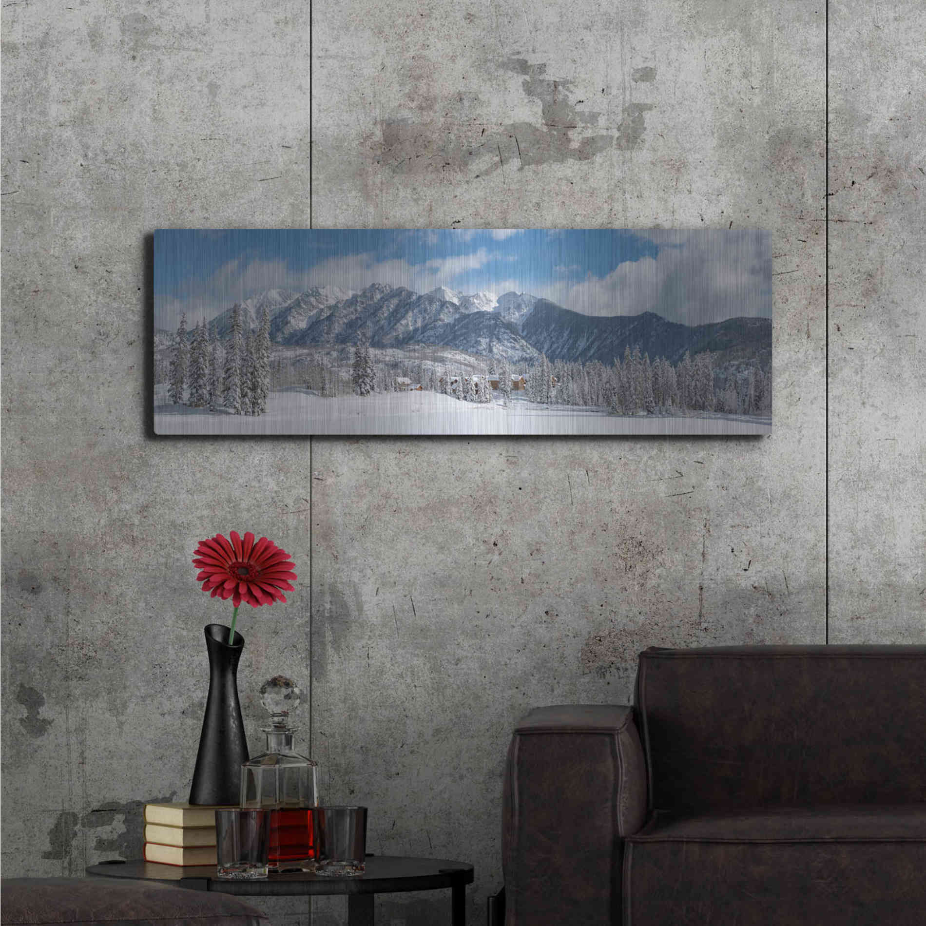 Luxe Metal Art 'Colorado Winter Wonderland' by Darren White, Metal Wall Art,48x16