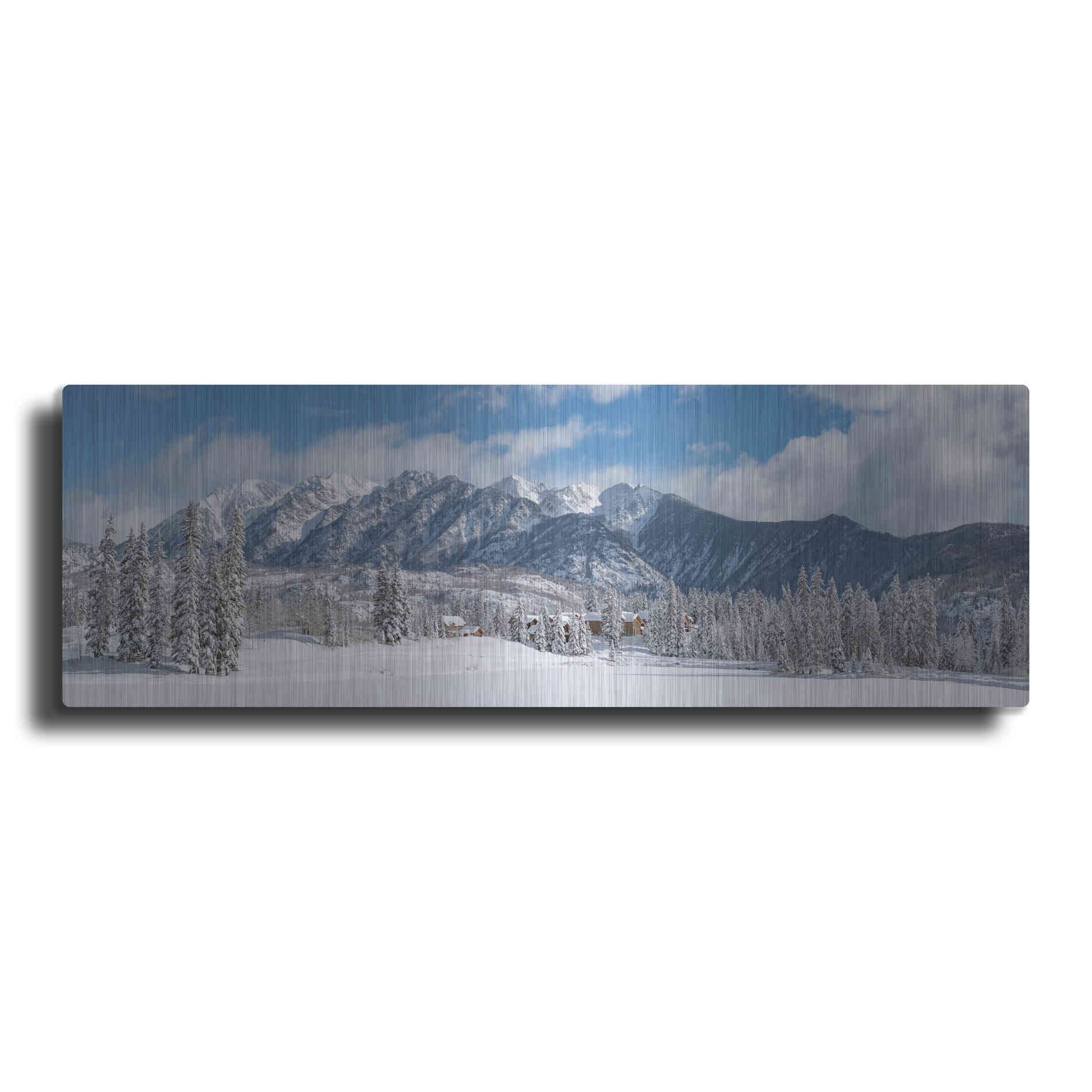 Luxe Metal Art 'Colorado Winter Wonderland' by Darren White, Metal Wall Art,3:1 L
