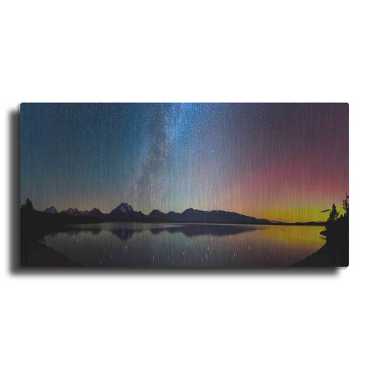 Luxe Metal Art 'Northern Lights Over Jackson Lake' by Darren White, Metal Wall Art,2:1 L