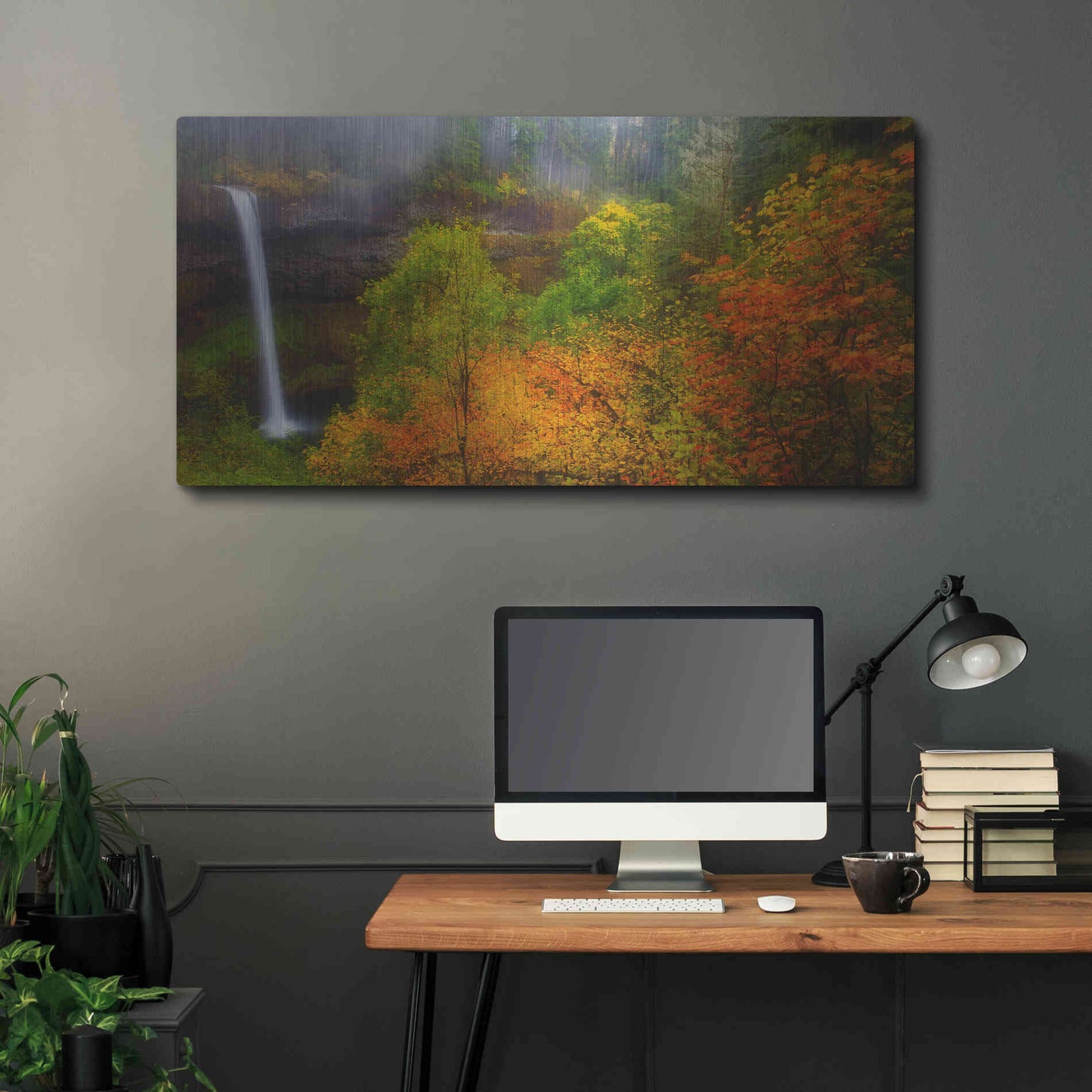 Luxe Metal Art 'Silver Falls' by Darren White, Metal Wall Art,48x24