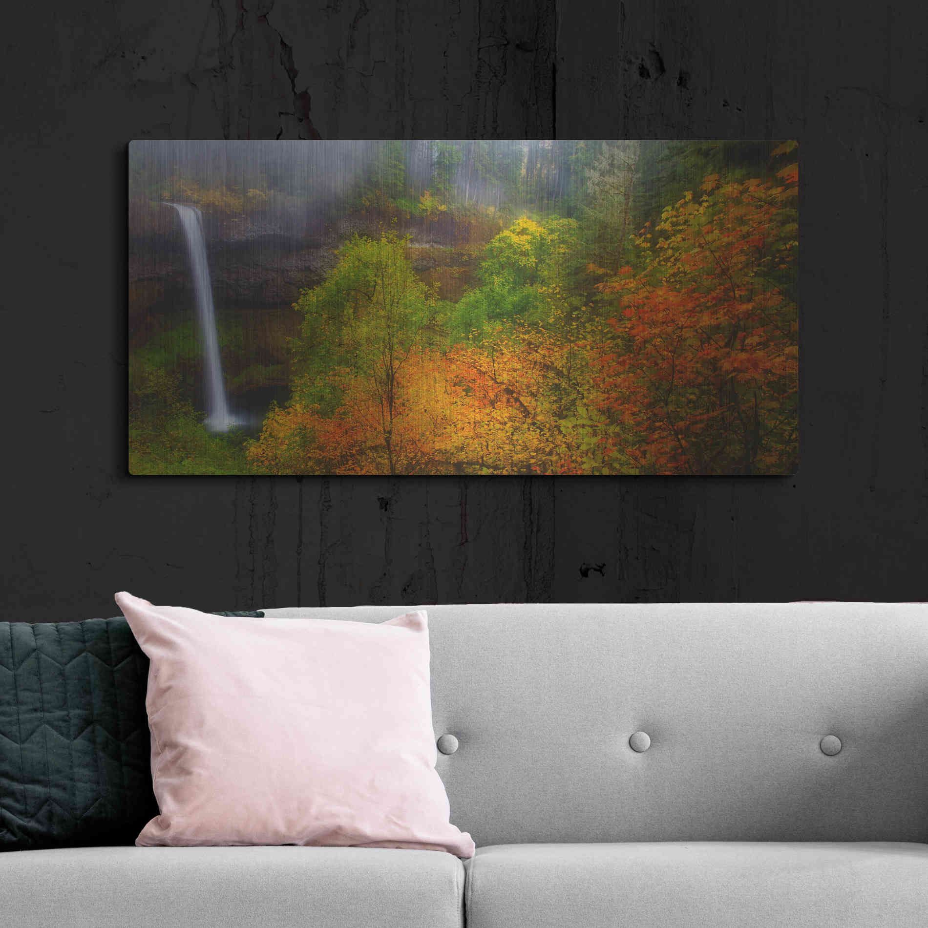 Luxe Metal Art 'Silver Falls' by Darren White, Metal Wall Art,48x24