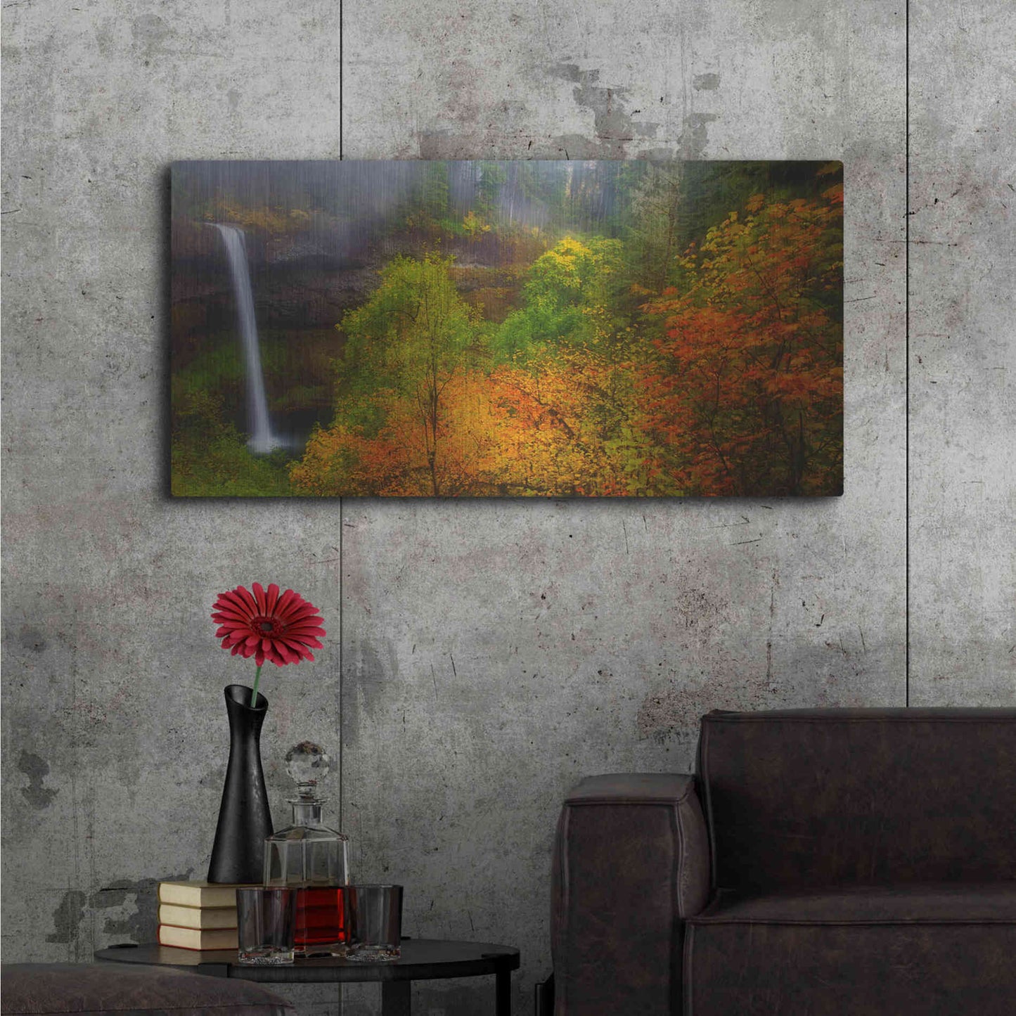 Luxe Metal Art 'Silver Falls' by Darren White, Metal Wall Art,48x24