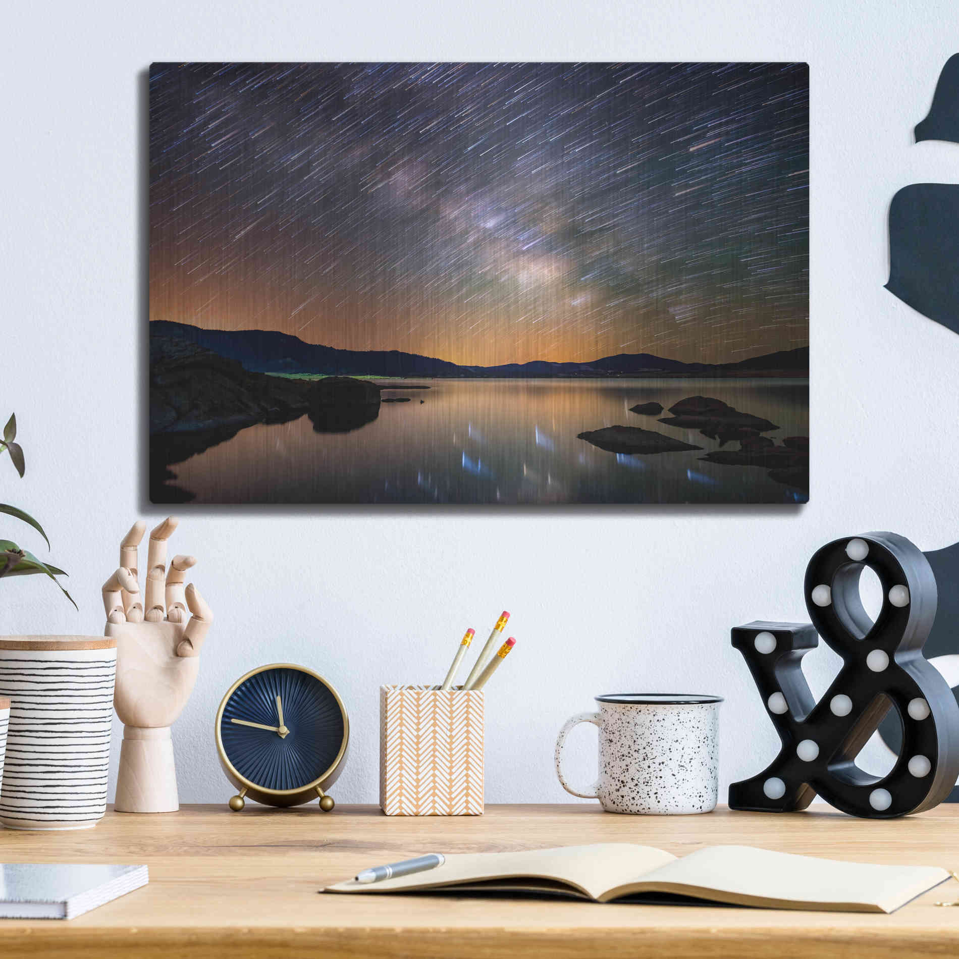 Luxe Metal Art 'Comet Storm' by Darren White, Metal Wall Art,16x12