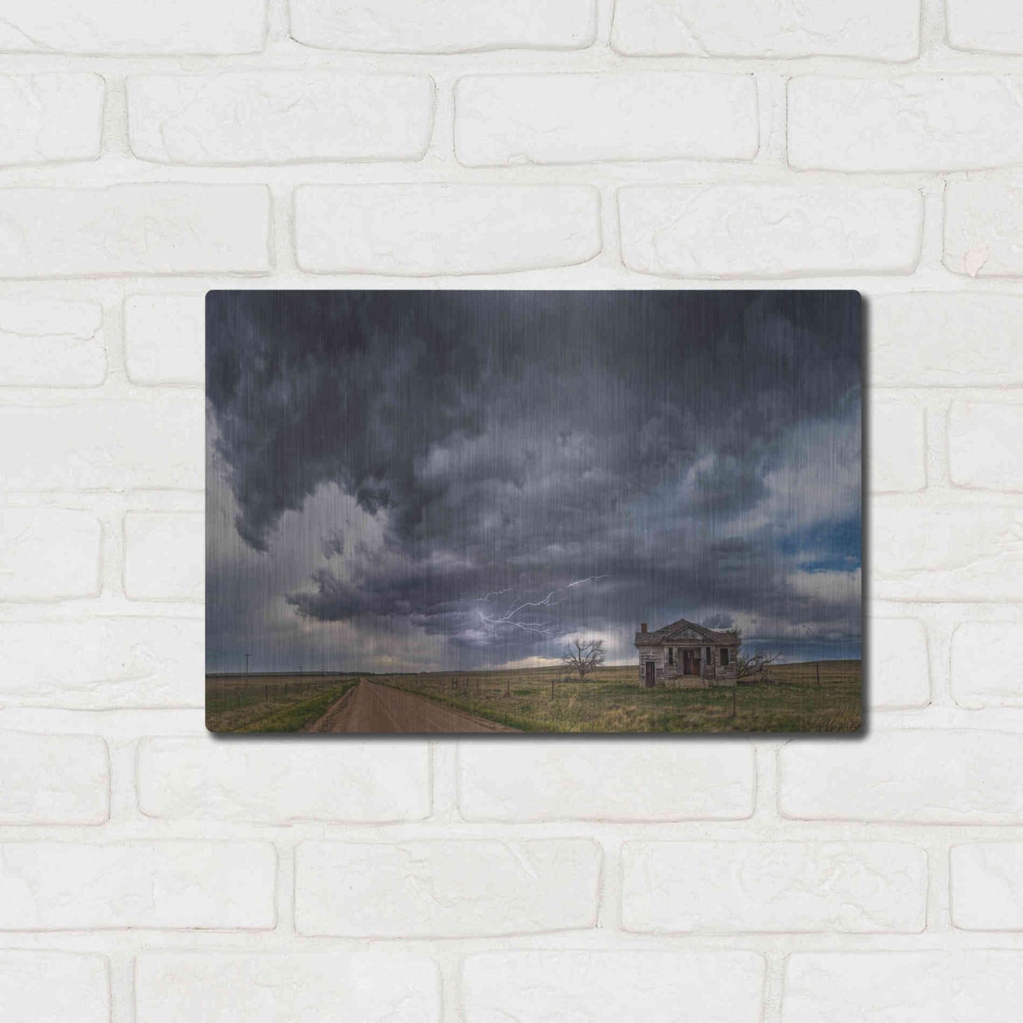 Luxe Metal Art 'Pawnee School Storm' by Darren White, Metal Wall Art,16x12