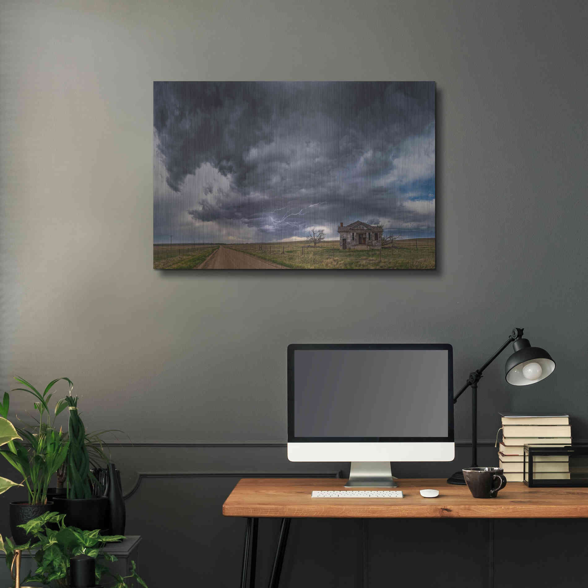 Luxe Metal Art 'Pawnee School Storm' by Darren White, Metal Wall Art,36x24