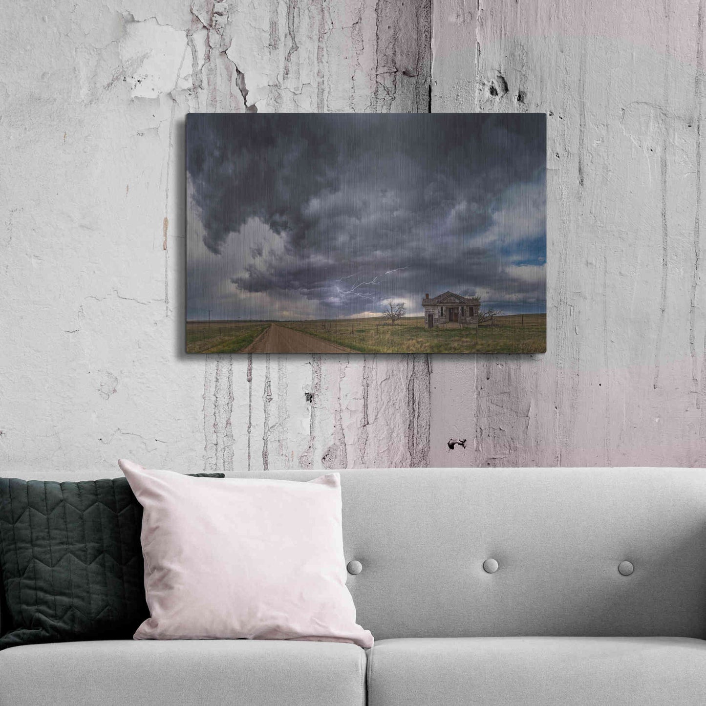 Luxe Metal Art 'Pawnee School Storm' by Darren White, Metal Wall Art,36x24