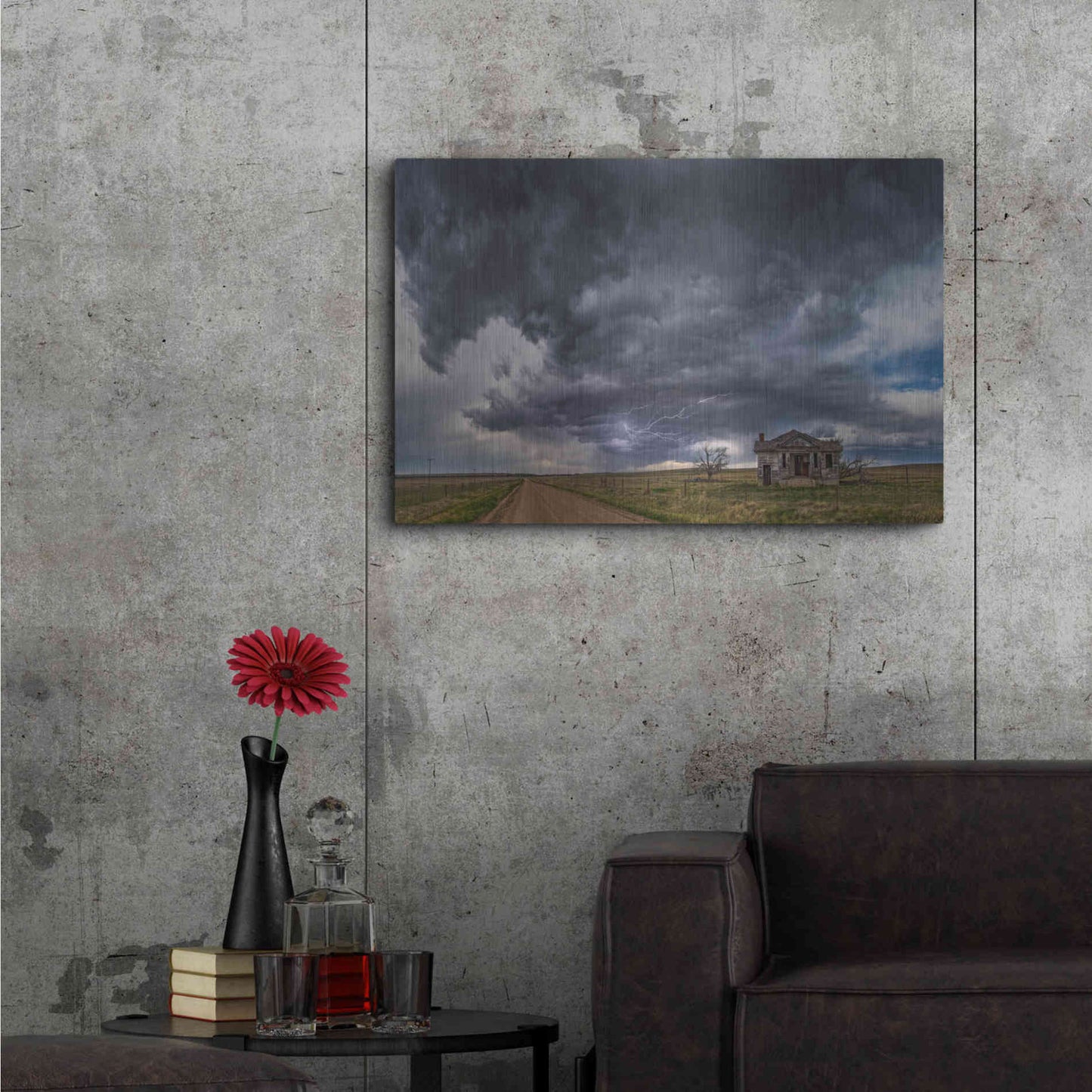 Luxe Metal Art 'Pawnee School Storm' by Darren White, Metal Wall Art,36x24