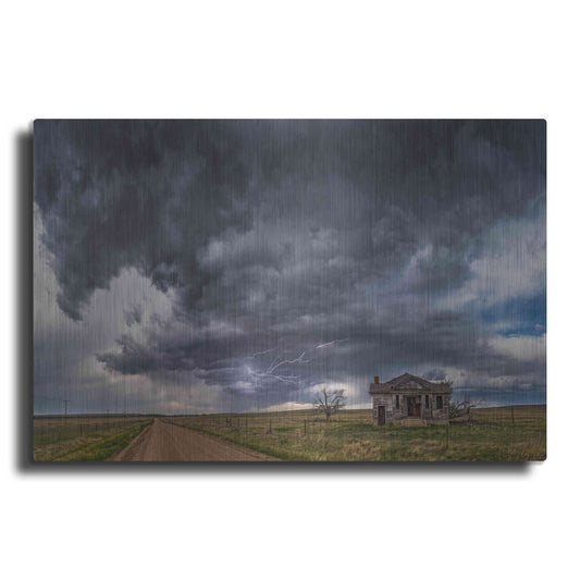 Luxe Metal Art 'Pawnee School Storm' by Darren White, Metal Wall Art