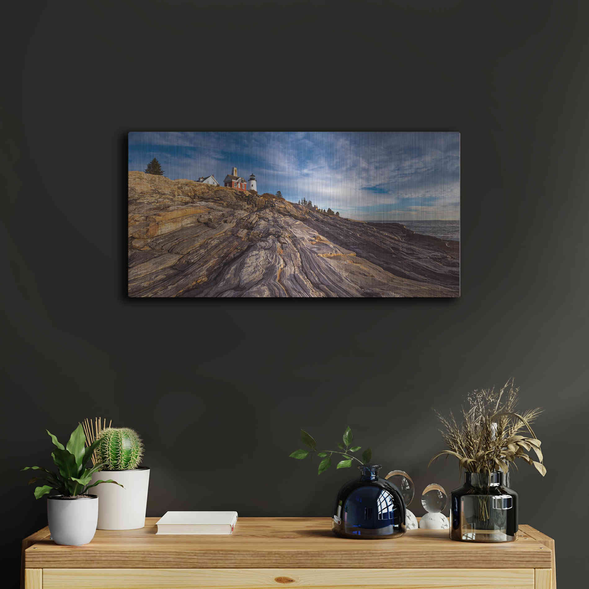 Luxe Metal Art 'Pemaquid Point' by Darren White, Metal Wall Art,24x12