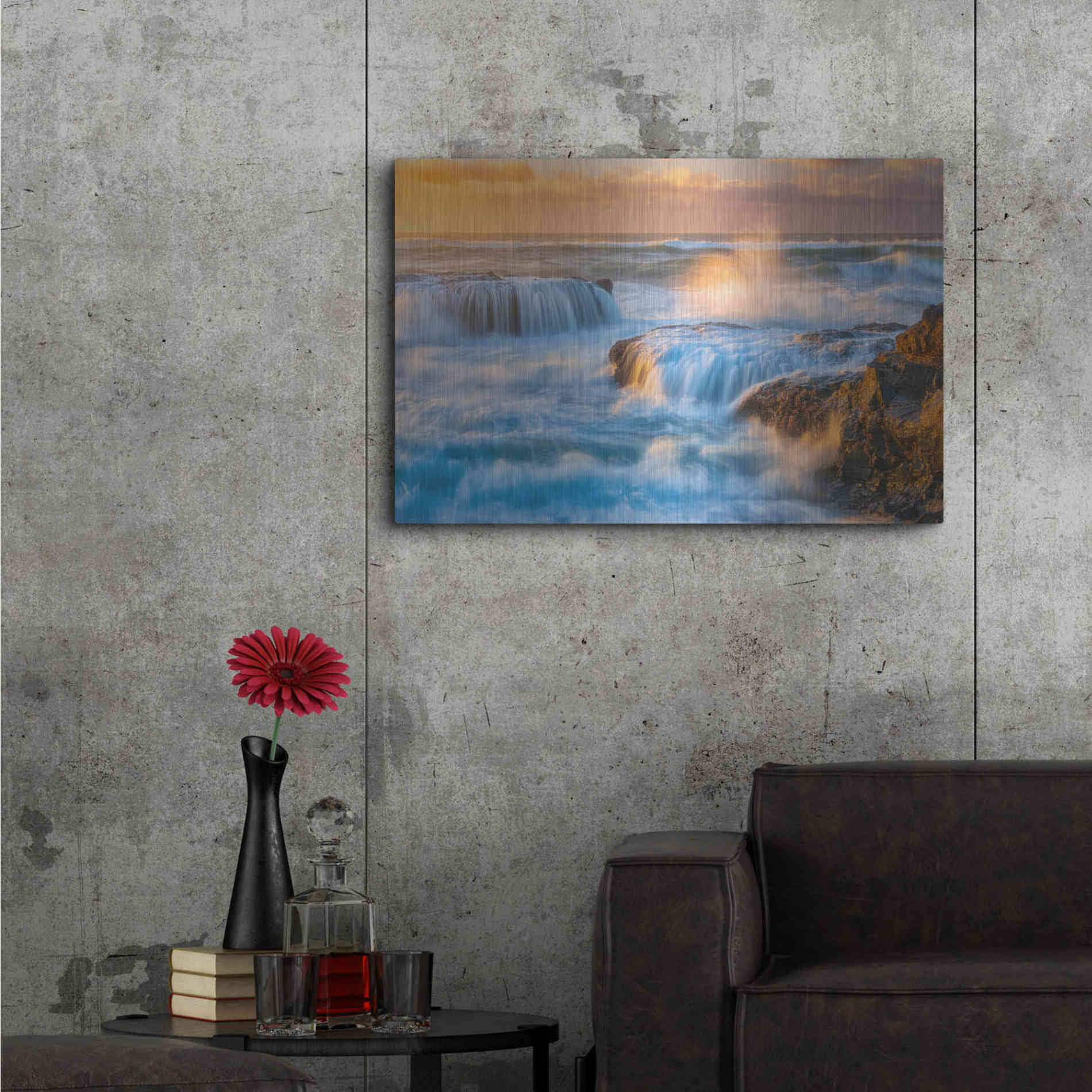 Luxe Metal Art 'Sunset Fury' by Darren White, Metal Wall Art,36x24