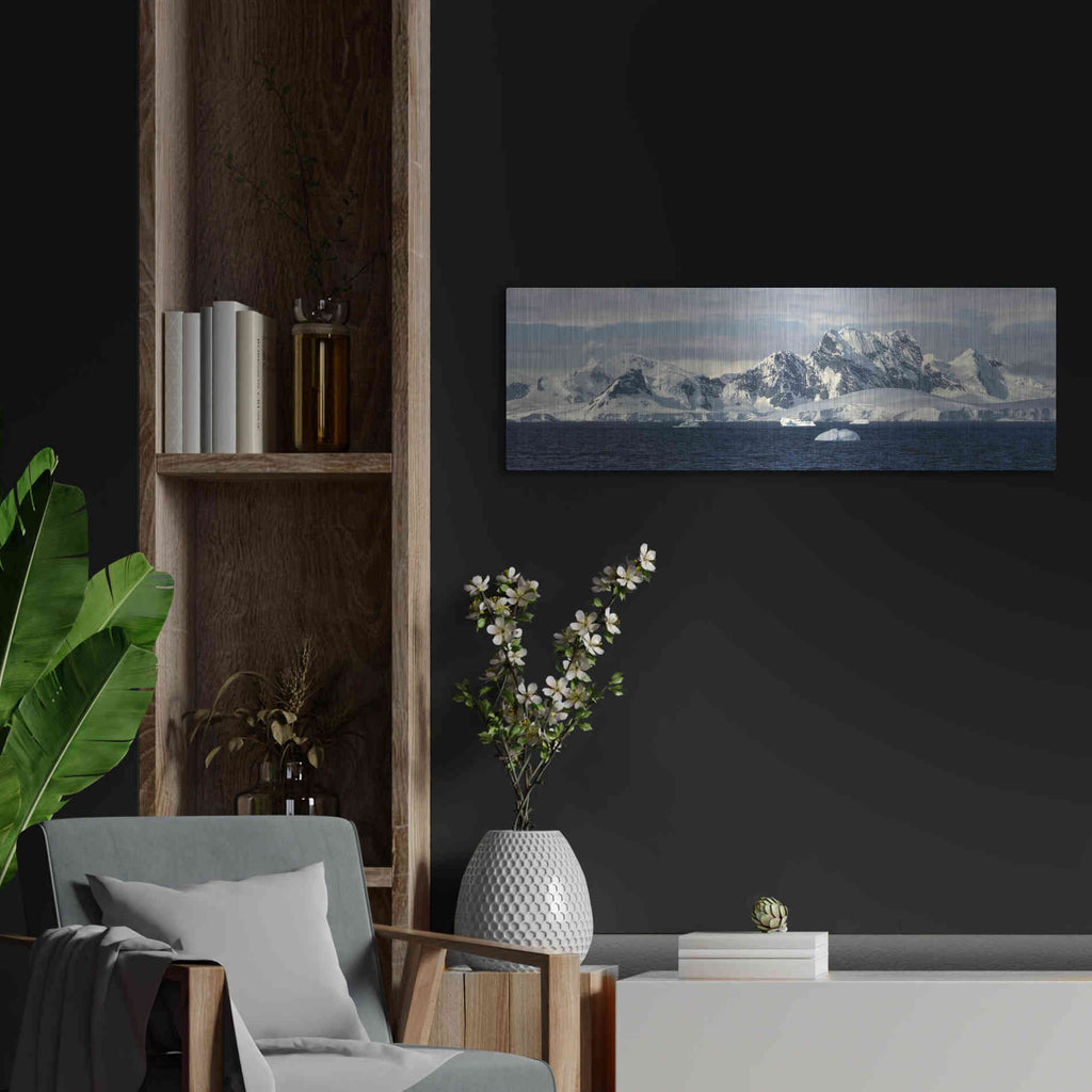 Luxe Metal Art 'Frigid Coastline,', Metal Wall Art,36x12