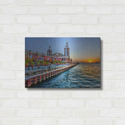 Luxe Metal Art 'Sunrise at the Pier,', Metal Wall Art,24x16