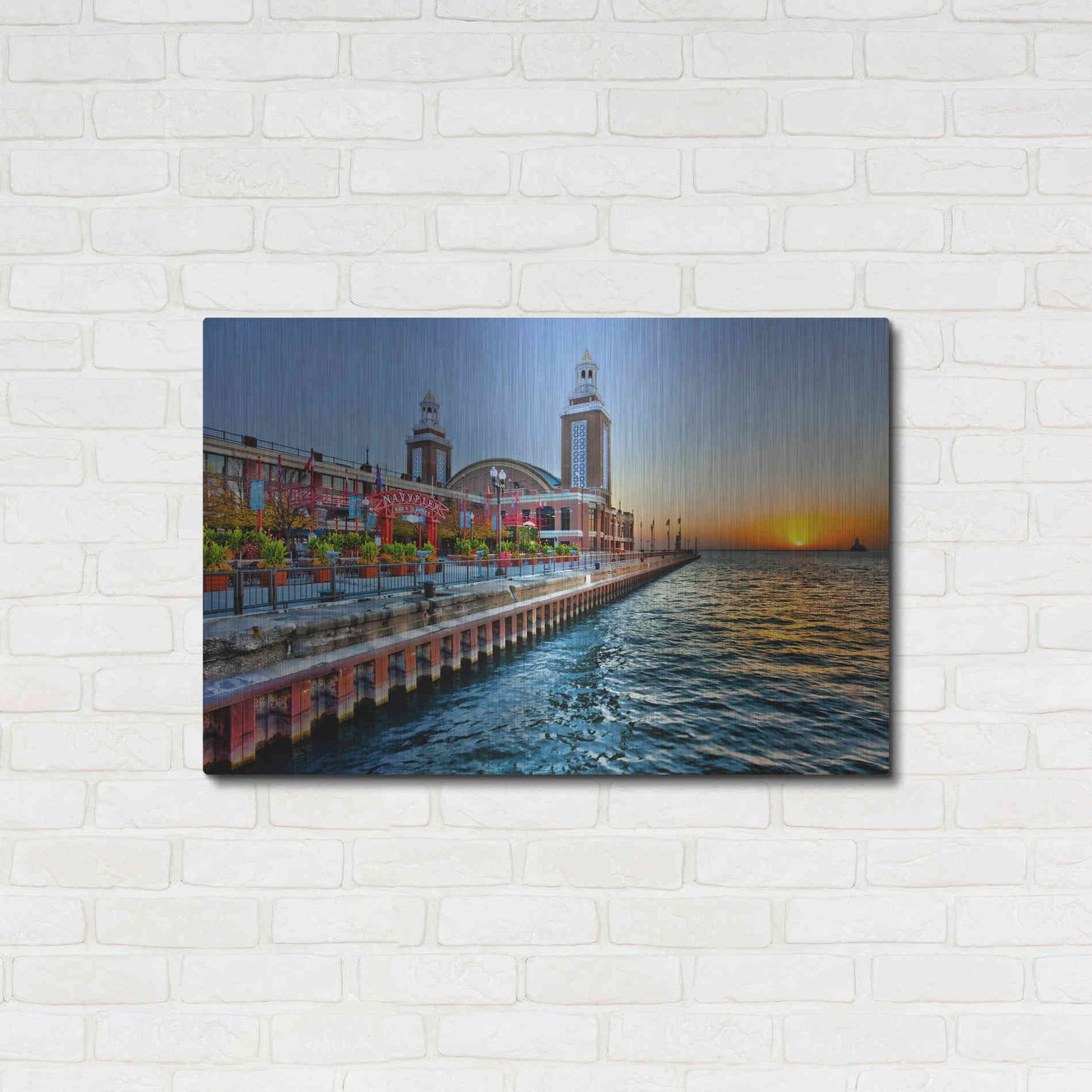 Luxe Metal Art 'Sunrise at the Pier,', Metal Wall Art,36x24