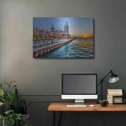 Luxe Metal Art 'Sunrise at the Pier,', Metal Wall Art,36x24