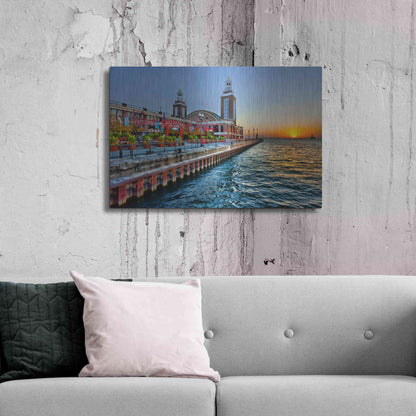 Luxe Metal Art 'Sunrise at the Pier,', Metal Wall Art,36x24