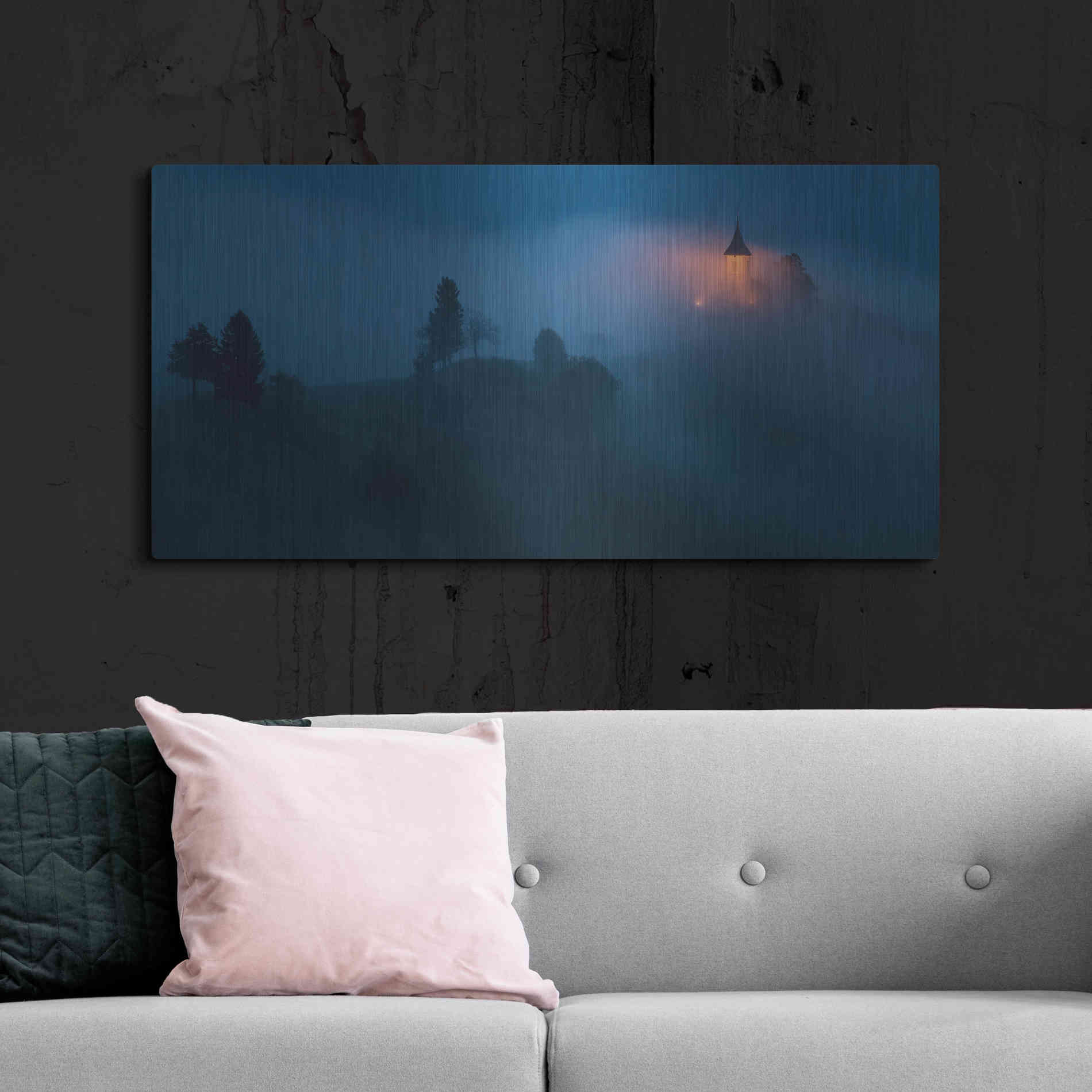 Luxe Metal Art 'Fog Rolls In' by Larry Malvin, Metal Wall Art,48x24