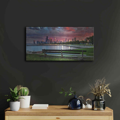 Luxe Metal Art 'North Avenue Beach at Sunset,', Metal Wall Art,24x12