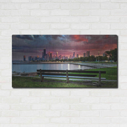 Luxe Metal Art 'North Avenue Beach at Sunset,', Metal Wall Art,48x24