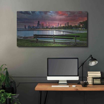 Luxe Metal Art 'North Avenue Beach at Sunset,', Metal Wall Art,48x24