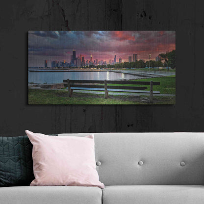 Luxe Metal Art 'North Avenue Beach at Sunset,', Metal Wall Art,48x24