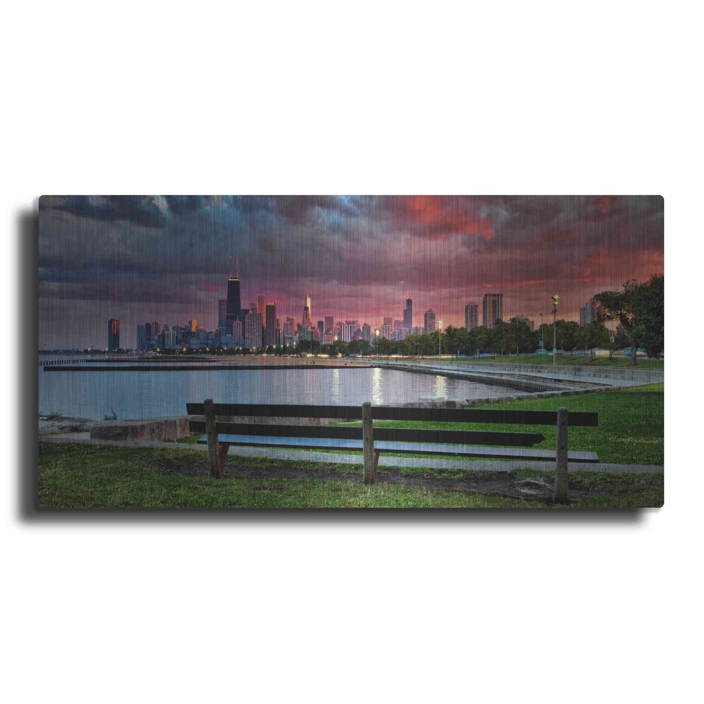 Luxe Metal Art 'North Avenue Beach at Sunset,', Metal Wall Art,2:1 L