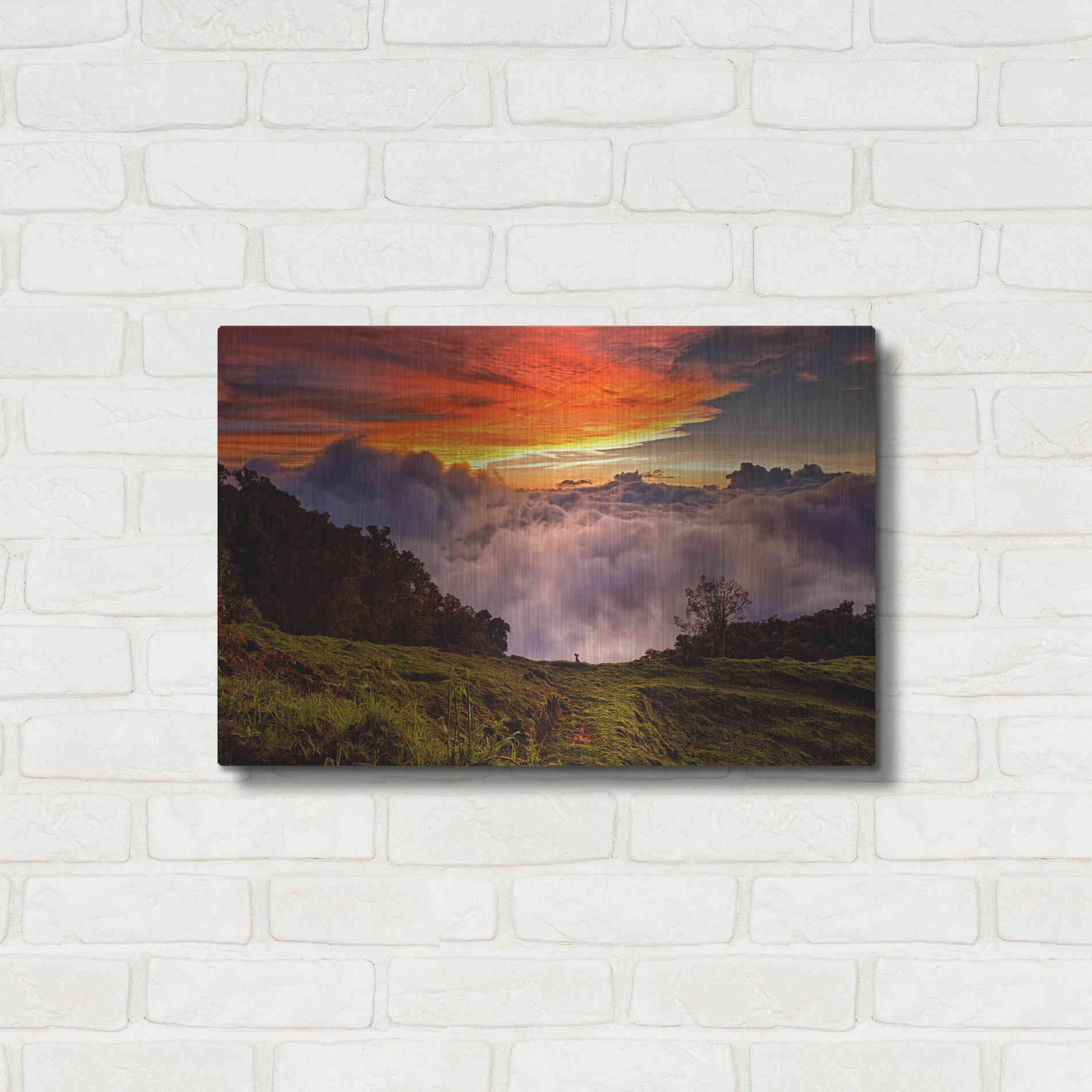 Luxe Metal Art 'Valley Clouds at Sunset,', Metal Wall Art,24x16