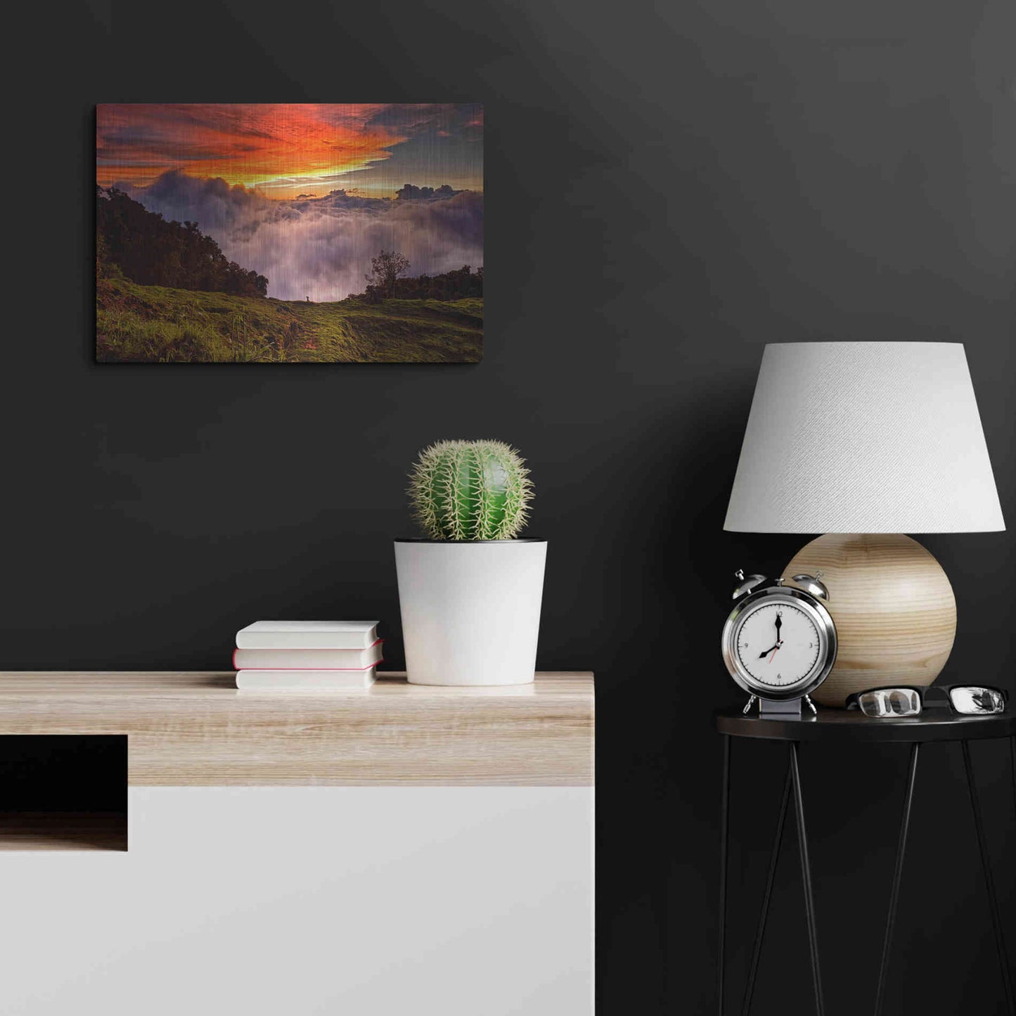 Luxe Metal Art 'Valley Clouds at Sunset,', Metal Wall Art,24x16