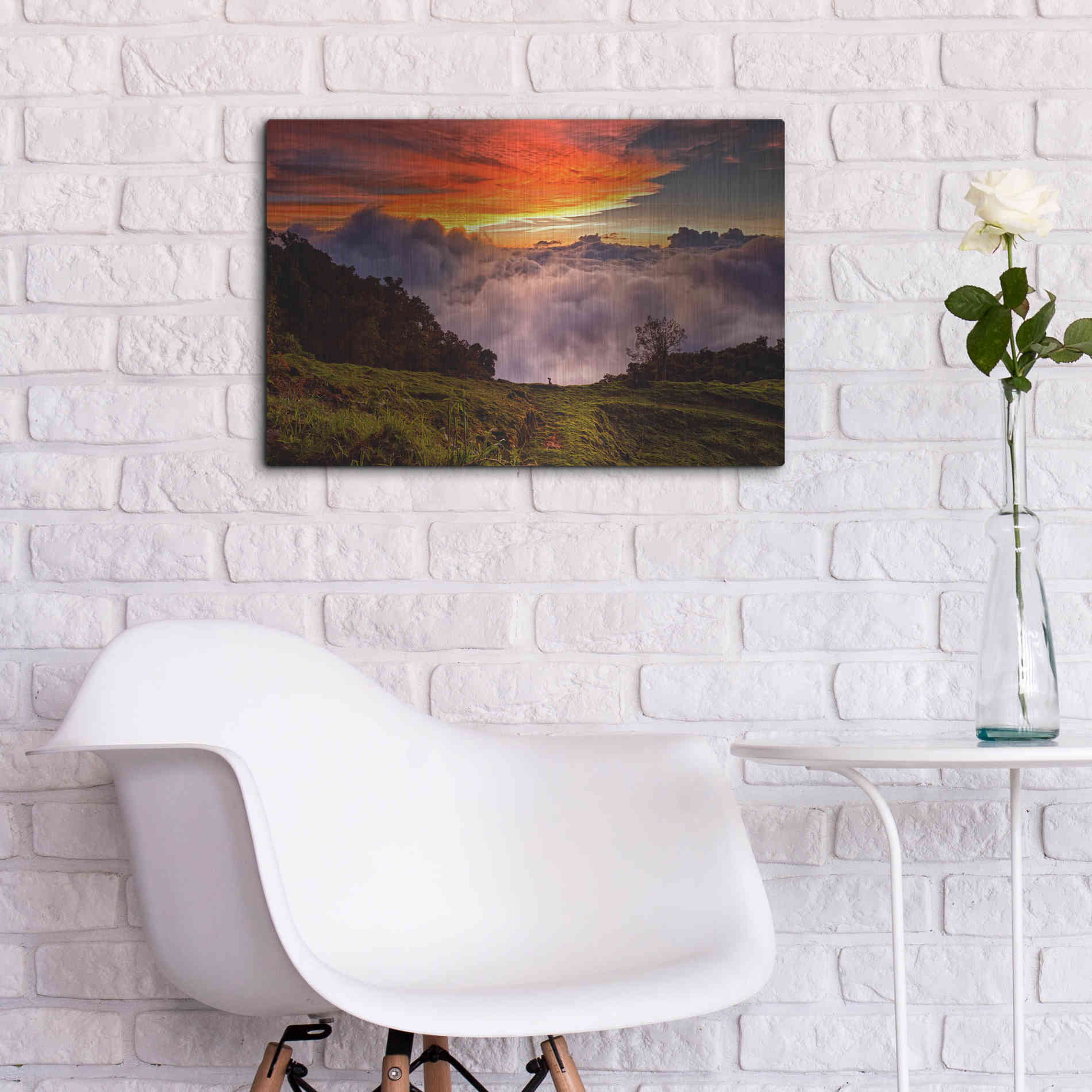 Luxe Metal Art 'Valley Clouds at Sunset,', Metal Wall Art,24x16